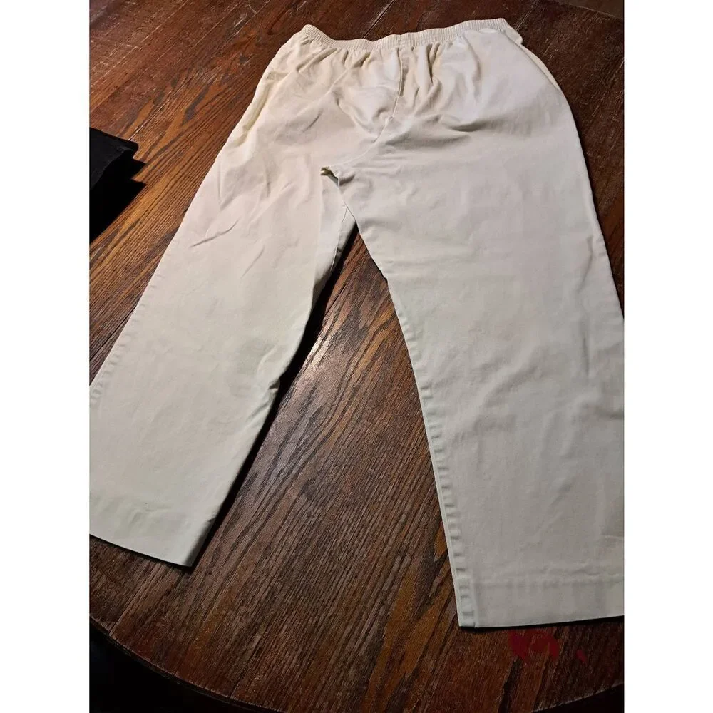 16/18 Petite Alfred Dunner Cream Cropped Capri Ankle Elastic Waist Pants - Picture 3 of 3
